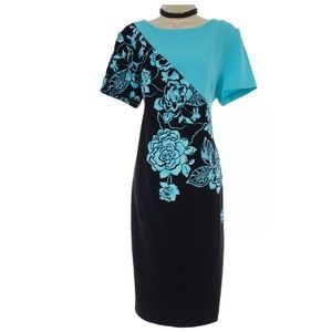 14 Large XL NWT▪️COLORBLOCK FLORAL PRINT SHEATH